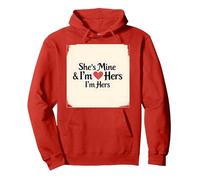 Citation Romantique « I Heart My Girlfriend : She's Mine & I'm Hers » Sweat à Capuche, Unisexe pour Adultes, Rouge, XL