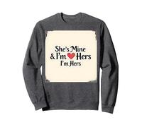 Citation Romantique « I Heart My Girlfriend : She's Mine & I'm Hers » Sweatshirt, Unisexe pour Adultes, Chiné Foncé, XXL