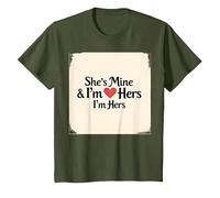 Citation Romantique « I Heart My Girlfriend : She's Mine & I'm Hers » T-Shirt, Enfant, Olive, 2 Ans