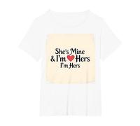 Citation Romantique « I Heart My Girlfriend : She's Mine & I'm Hers » T-Shirt, Femme Grandes Tailles, Blanc, 3X