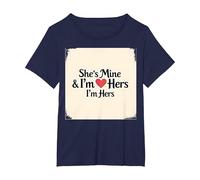 Citation Romantique « I Heart My Girlfriend : She's Mine & I'm Hers » T-Shirt, Femme Grandes Tailles, Bleu Marine, 6X