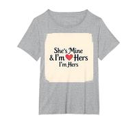 Citation Romantique « I Heart My Girlfriend : She's Mine & I'm Hers » T-Shirt, Femme Grandes Tailles, Gris Chiné, 2X