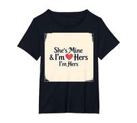 Citation Romantique « I Heart My Girlfriend : She's Mine & I'm Hers » T-Shirt, Femme Grandes Tailles, Noir, 6X