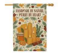 Citation rustique Miel et bougie avec drapeau de maison 71,1 x 101,6 cm | Bougie en cire d'abeille, drapeau de cour, tranches d'orange séchées rustiques, accents de bâton de cannelle