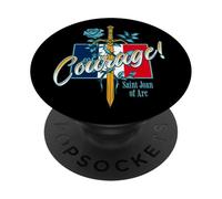 Citation Sainte Jeanne d'arc Courage catholique Sainte France PopSockets PopGrip Adhésif
