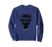Citation Sarcastique Amusante It's Fine Denial is My Superpower Sweatshirt, Unisexe pour Adultes, Bleu Marine, L