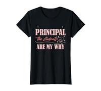 Citation « School Principal Motivation Students are My Why » T-Shirt Graphique avec Valeur, Femme, Noir, XL