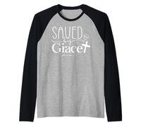 Citation spirituelle inspirante 'Sauvé par la Grâce' Manche Raglan