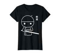 Citation Sport épée Ninja Art Martial samouraï 剣道 Kendo T-Shirt Graphique avec Valeur, Femme, Noir, XS