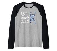 Citation « Tis The Season to Sparkle » Flocon de Neige de Noël Bleu Manche Raglan