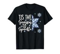 Citation « Tis The Season to Sparkle » Flocon de Neige de Noël Bleu T-Shirt