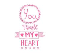 citation tu as pris mon cœur Stickers gravés 57.6x85.1cm Étanche Rose
