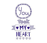 citation tu as pris mon cœur Stickers muraux 57.6x85.1cm Décoration artistique Bleu foncé