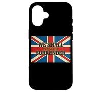 Citation Union Jack We Shall Never Surrender Churchill Coque pour iPhone 16