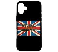 Citation Union Jack We Shall Never Surrender Churchill Coque pour iPhone 16 Plus