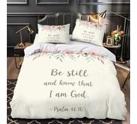 Citations chrétiennes Housse de Couette 3D Effet Microfibre résistante Confortable Motif floral aquarelle Parure de Lit Fermeture Éclair Hypoallergique Super Douce for Filles Ado Single（140x200cm）