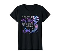 Citations commémoratives « My Son Lives in Heaven », « Love Mom Dad » Assorties T-Shirt Graphique avec Valeur, Femme, Noir, S