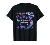 Citations commémoratives « My Son Lives in Heaven », « Love Mom Dad » Assorties T-Shirt Graphique avec Valeur, Homme, Noir, XL