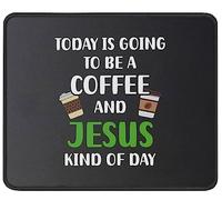 Citations De Dieu pour Le Bureau - Café Et Jésus Tapis Souris Douce Mouse Pad Durable Tapis De Souris pour Maison Jeux Gamer 25X30Cm