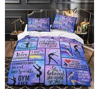 Citations de gymnastique Housse de Couette 3D Effet Microfibre Hypoallergique Confortable design sportif inspirant Parure de Lit Fermeture Éclair Douce Ultra Douce for Filles Ado Single（135x200cm）