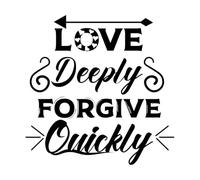 citations de motivation aimer profondément et pardonner rapidement Décorations murales en vinyle 67.2x67.7cm Stickers pour vitres Noir