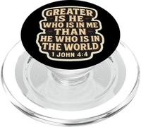 Citations du Verset de la Bible chrétienne Jésus Greater is He Who is in Me PopSockets PopGrip pour MagSafe