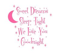 Citations Fais de beaux rêves Dors bien Lune Dortoir Stickers muraux en vinyle 36x36.7cm Décoration de magasin Rose