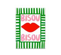 Citations Françaises Éclectiques Et Maximalistes En Rose Bisou Bisou Bonjour Bonne Nuit Art Mural Peinture Sur Toile Affiches Salon Décoration D'Intérieur A1 60X90Cm Sans Cadre