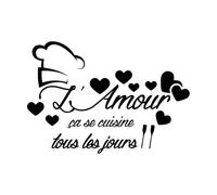 Citations Françaises Stickers Muraux Citation L'amour Cuisine Cuisine Décoration Moderne Restaurant Romantique Stickers Muraux En Vinyle-S-42x29cm-Black