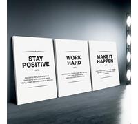 Citations inspirantes « Restez positif, travaillez dur, faites en sorte que cela se produise » toile murale motivante, images de chambre, affiches et impressions, peinture murale salon（Sans cadre）