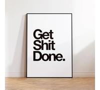 Citations Simples Sur Le Thème Nordique « Get Shit Done » - Impressions D'Art Mural En Noir Et Blanc - Peinture Sur Toile - Affiche - Images Pour Décoration De Salle De Bain 40X50Cm Sans Cadre