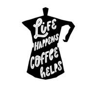 citations sur le café dans des silhouettes de tasses Stickers muraux en PVC 50.4x68.6cm Auto-adhésif Noir