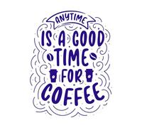 citations sur le café : n'importe quand est un bon moment Stickers muraux 52x67.6cm Installation facile Bleu foncé