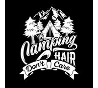 Citations sur le thème « On s'en fiche de ses cheveux en camping » Stickers muraux 34x41.8cm Installation facile Blanc