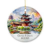 Cité Interdite Pendentif De Noël Céramique Décoration De Noël A Suspendre avec Ficelle Ornement Suspendu pour Salon Jardin Festival