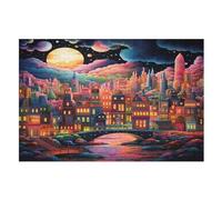 Cité Lunaire Puzzles De 1000 Pièces, Puzzle pour Adultes en Bois, Jeu D'adresse Toute La Famille, （75×50cm）