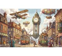 Cité Steampunk Puzzle en Bois 1000 Pièces Adultes Et Enfants,Défi, Jeu Éducatif Horloge,Premium,Bois,Déco Murale,Dès 14 Ans,Anti-Stress,Détente,Casse-tête (75x50cm)
