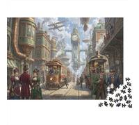 Cité Steampunk Puzzle en Bois 500 Pièces Adultes Et Enfants, Déco Murale,Premium,Bois Horloge,Défi,Jeu Éducatif,Dès 14 Ans,Anti-Stress,Détente,Casse-tête (52x38cm)