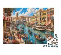 Cité sur l'eau de Venise en Italie Puzzle 1000 Pièces, Jeu de Relaxant | Puzzle 1000 pièces, taille 70x50cm, dès 14 ans, motif Cité sur l'eau de Venise en Italie pour jeu de table ludique et cadeau