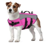 CITÉTOILE Gilet de Sauvetage pour Petits à Grands Chien - Veste Flottante Réfléchissante avec Poignée, Flotteurs et Sangles Réglables pour Sécurité en Eau, Piscine, Rose, M