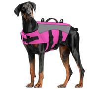 CITÉTOILE Gilet de Sauvetage pour Petits à Grands Chien - Veste Flottante Réfléchissante avec Poignée, Flotteurs et Sangles Réglables pour Sécurité en Eau, Piscine, Rose, XXL