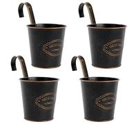 CITÉTOILE Lot de 4 pots de fleurs suspendus pour balcon avec trou de drainage, petits pots de fleurs suspendus en métal, cache-pot de fleurs à suspendre, vintage