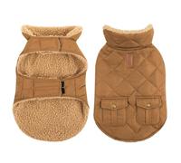 CITÉTOILE Manteau Chien Coupe-Vent, Fourré Polaire Épais, Veste d'Hiver Chaude, Vêtement Avec Trou de Corde de Traction, Marron, L
