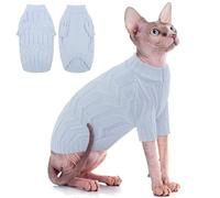 CITÉTOILE Pullover pour Chat sans Poils Pull Tricoté pour Chats et Petits Chiens Manches Chaudes Hiver Classique Intérieur & Extérieur Hiver Sweat Chau avec Manches Bleu S