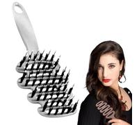 Cithway Volume+ Bristle Hair Brush,Slick Back Hair Brush,Hot Hairs Teasing Brush for Volume Hairs Scalp Massage,Smoothing Dual-Style HairBrush,Boar Bristle Brush for Wet & Dry Hair (Blanc)