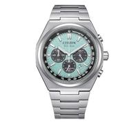 Citizen Chrono Super Titanium turquoise background CA4610-85M Eco Drive men's watch
