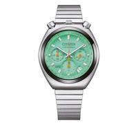 Citizen Chronograph Tsuno Bullhead Montre à quartz avec cadran vert, boîtier en acier 43 mm, bracelet en acier, compteur de vitesse, WR 50 m AN3660-73X garantie officielle 5 ans
