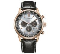 Citizen Montre Eco-Drive CA4723-03A solaire chronographe 42 mm acier inox or rose cuir noir 10 ATM