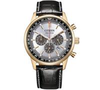 Citizen Montre Eco-Drive CA4723-03A solaire chronographe 42 mm acier inox or rose cuir noir 10 ATM