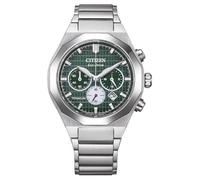 CITIZEN Chronographe Zenshin Senkei Eco-Drive Solar Super Titanium avec bracelet en titane et verre saphir, vert, Moderne